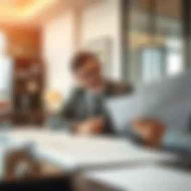 Legal Expert Reviewing Property Documents A legal expert reviewing property documents in an office setting
