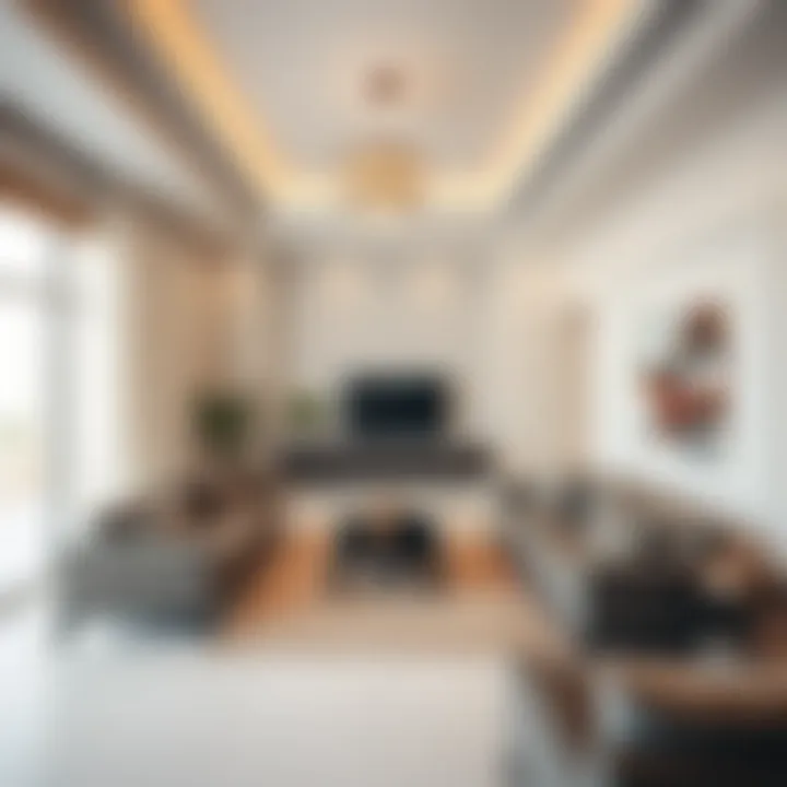 Spacious living room inside a villa