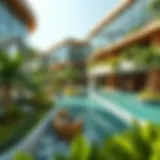 Sustainable architecture featuring green spaces