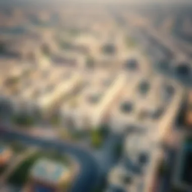 Aerial view of a bustling Dubai neighborhood with real estate developments