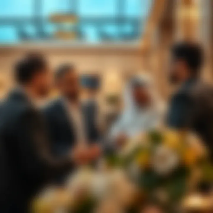 Investors discussing property opportunities in an upscale setting