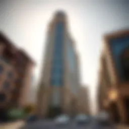 Stunning architectural facade of Al Mansoor Tiger Tower under sunlight
