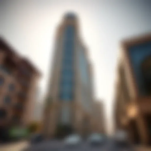 Stunning architectural facade of Al Mansoor Tiger Tower under sunlight