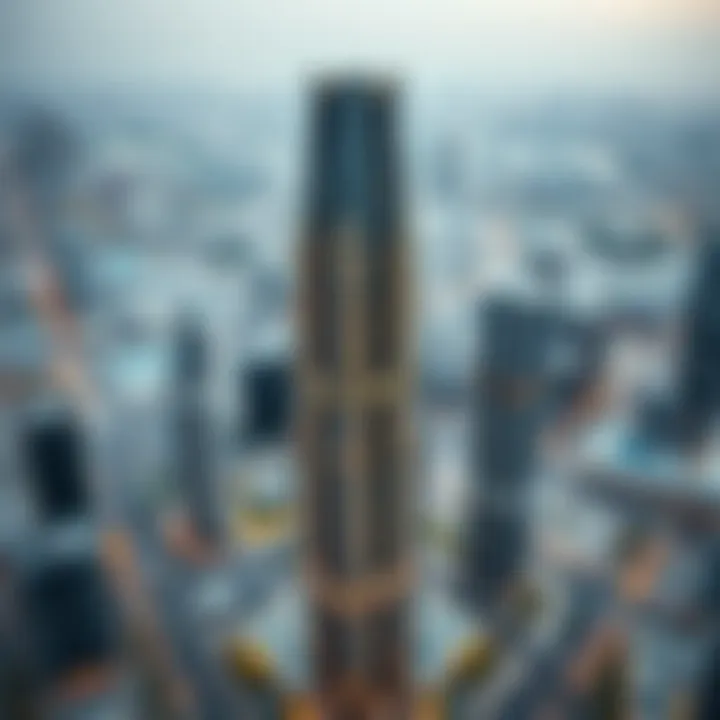 Aerial view of Al Thuraya Building in Dubai's skyline