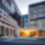 Exterior view of American Hospital Dubai showcasing its modern architecture