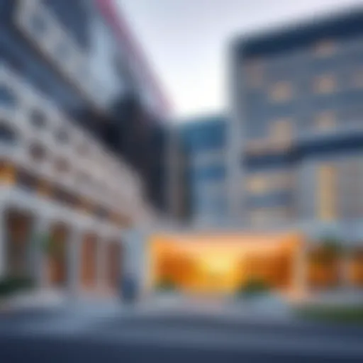 Exterior view of American Hospital Dubai showcasing its modern architecture