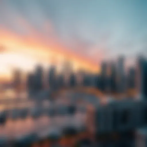 Stunning view of Dubai Marina's skyline at sunset
