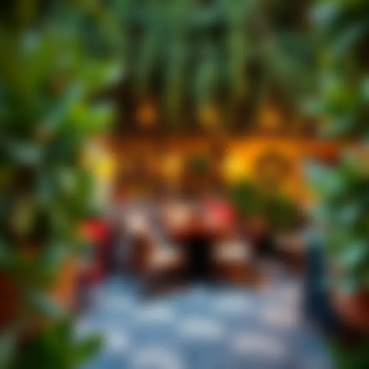 Charming outdoor seating arrangement surrounded by lush greenery