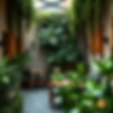 Urban Greenery in Backyard Cafes Captivating landscape of greenery integrated within urban architecture