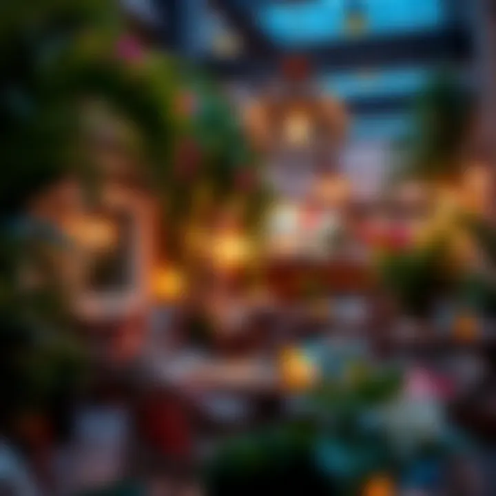 Aesthetic view of a backyard cafe showcasing vibrant decor