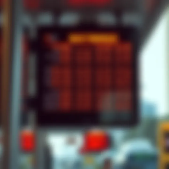 Schedule board displaying bus timings for commuters