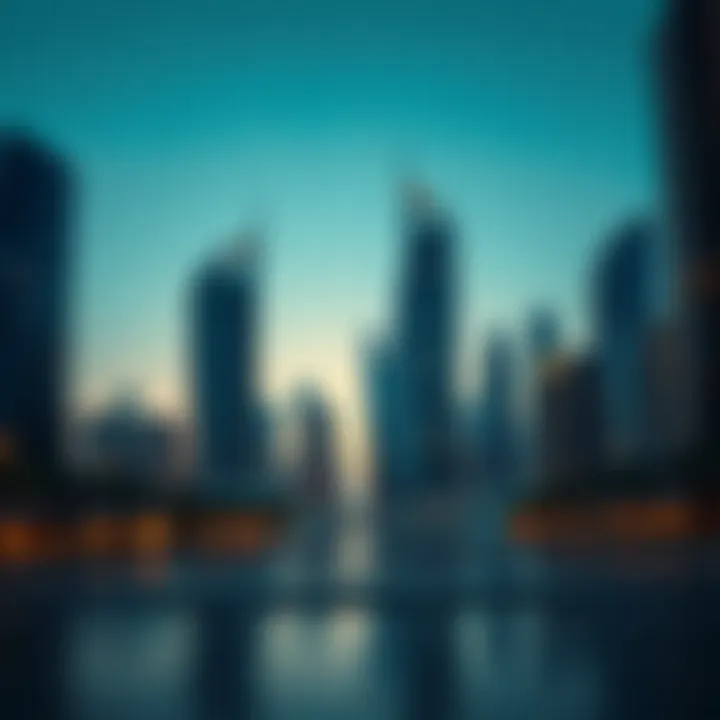 Modern skyline of Business Bay with iconic skyscrapers