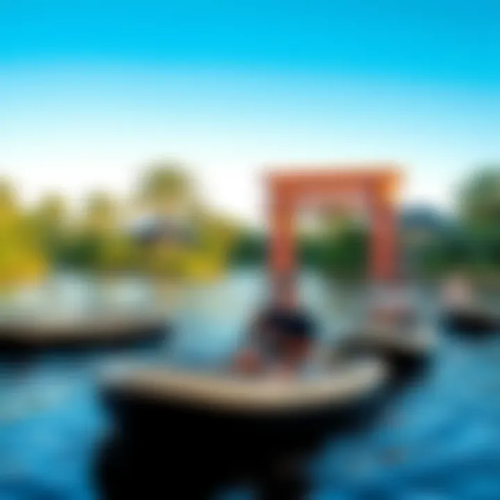 Visitors enjoying leisure activities in Riverland Dubai's lush surroundings