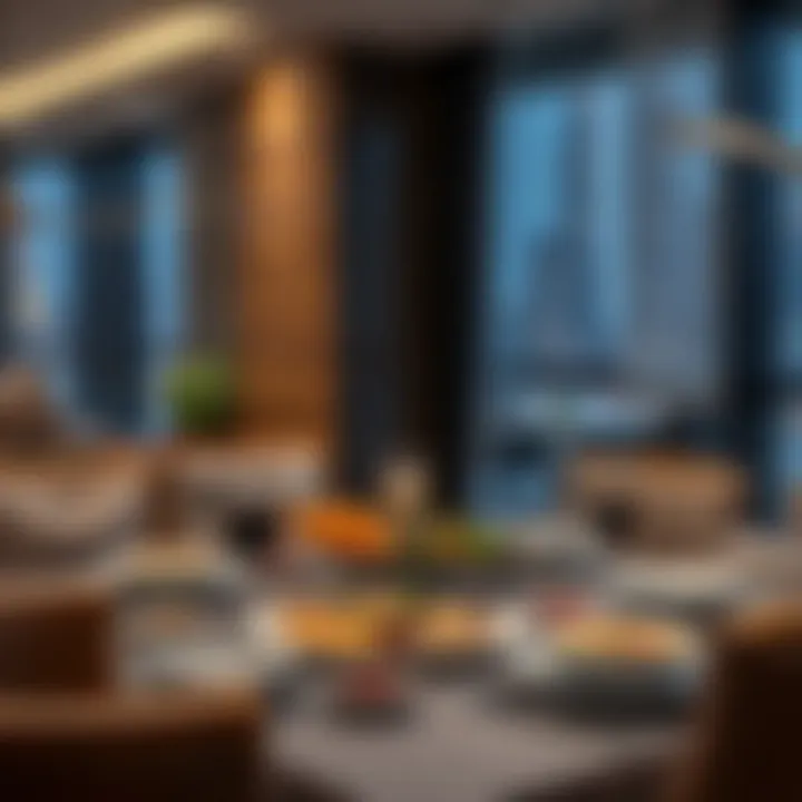 Iftar meal set in a modern Dubai setting