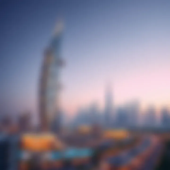 View of Coral Towers against the Dubai skyline