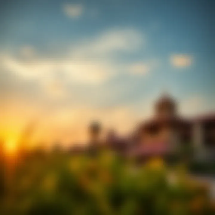Scenic views of the Cultural Village at sunset