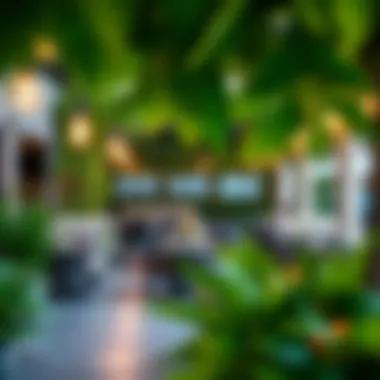 Alfresco Dining Experience A vibrant outdoor seating area filled with greenery and stylish furnishings