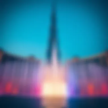 Dubai Fountain Show with Burj Khalifa in the background