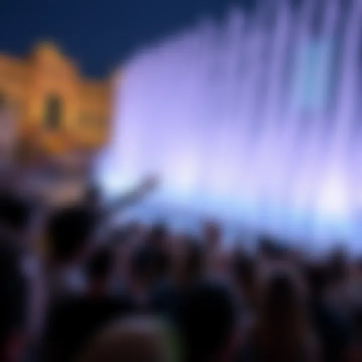 Crowd enjoying the Dubai Mall Fountain Show