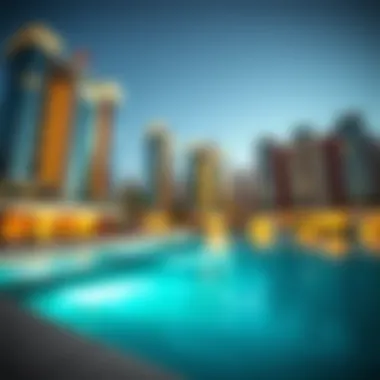 Modern architectural design of buildings in Dubai Marina