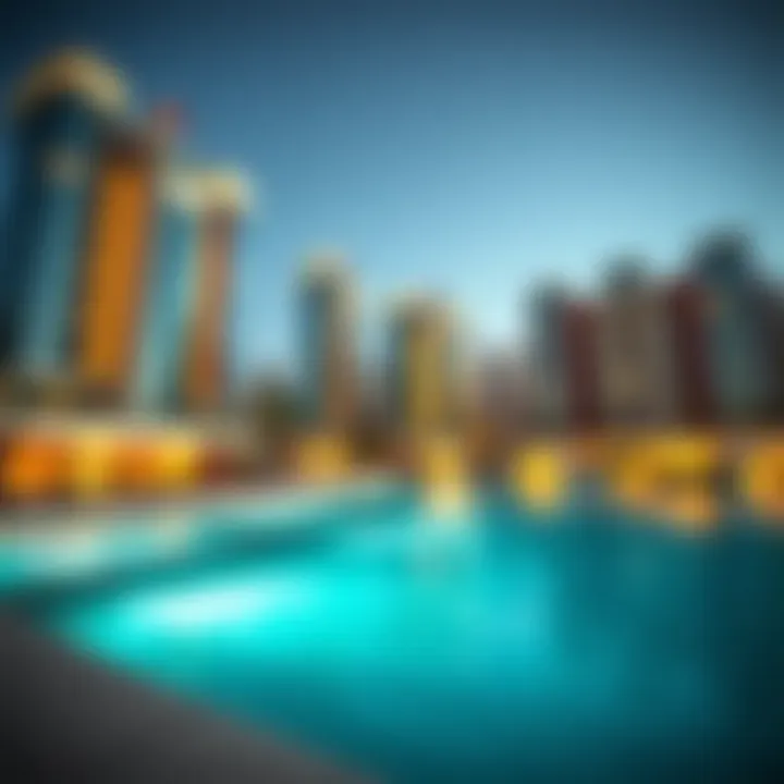 Modern architectural design of buildings in Dubai Marina