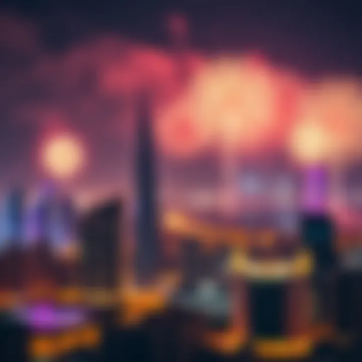 Spectacular fireworks lighting up the Dubai skyline during Eid