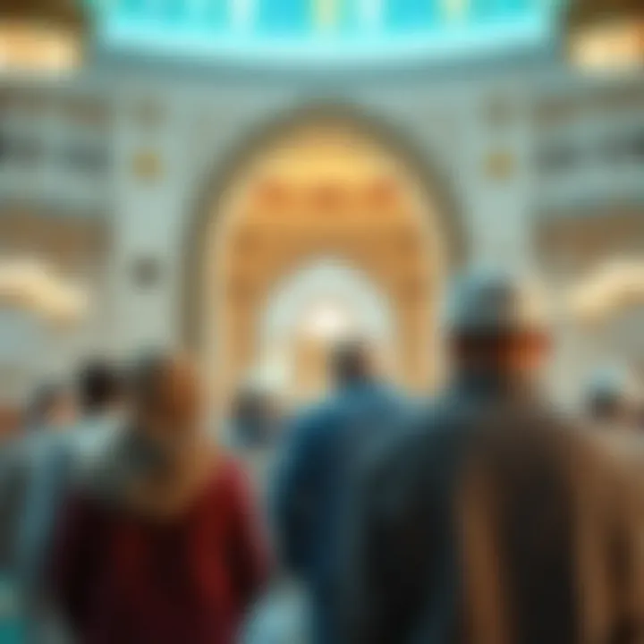 Families gathered for Eid prayers at a mosque