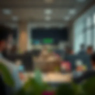 A bustling Ejari typing center in Dubai filled with clients and staff