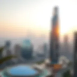 Stunning view of Al Ameri Tower against the Dubai skyline