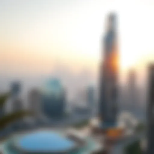 Stunning view of Al Ameri Tower against the Dubai skyline