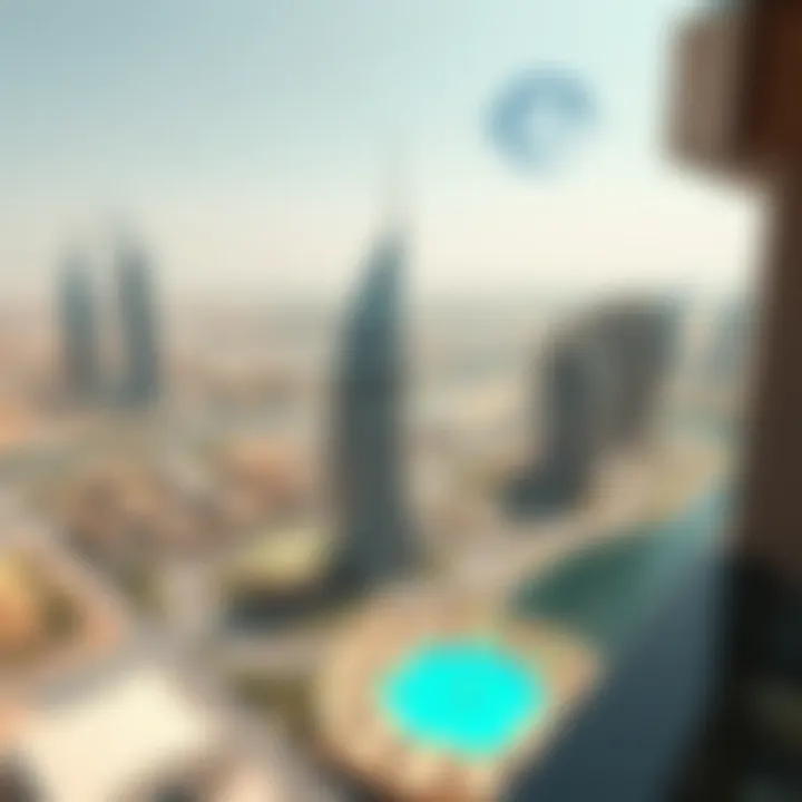 Aerial view of Al Bakhit Tower and its surrounding area, depicting its strategic location