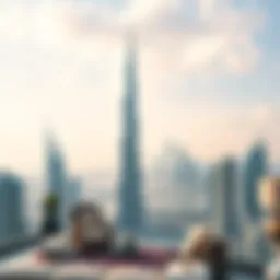 A panoramic view showcasing Al Bakhit Tower against the Dubai skyline