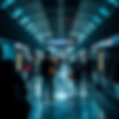 Passengers using Al Qusais Metro station during rush hour.