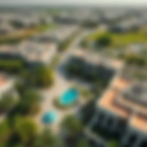 Aerial view of Al Ruwayyah showcasing its lush greenery and modern architecture