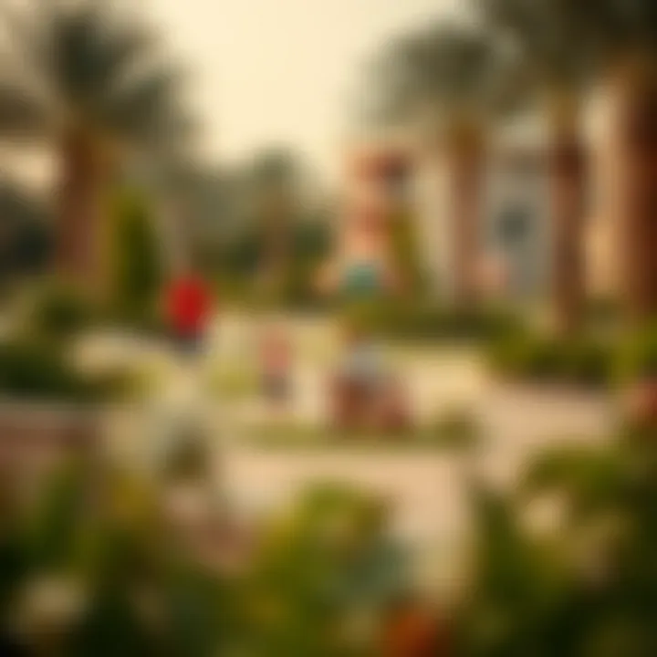 Community park in Al Ruwayyah with families enjoying leisure activities