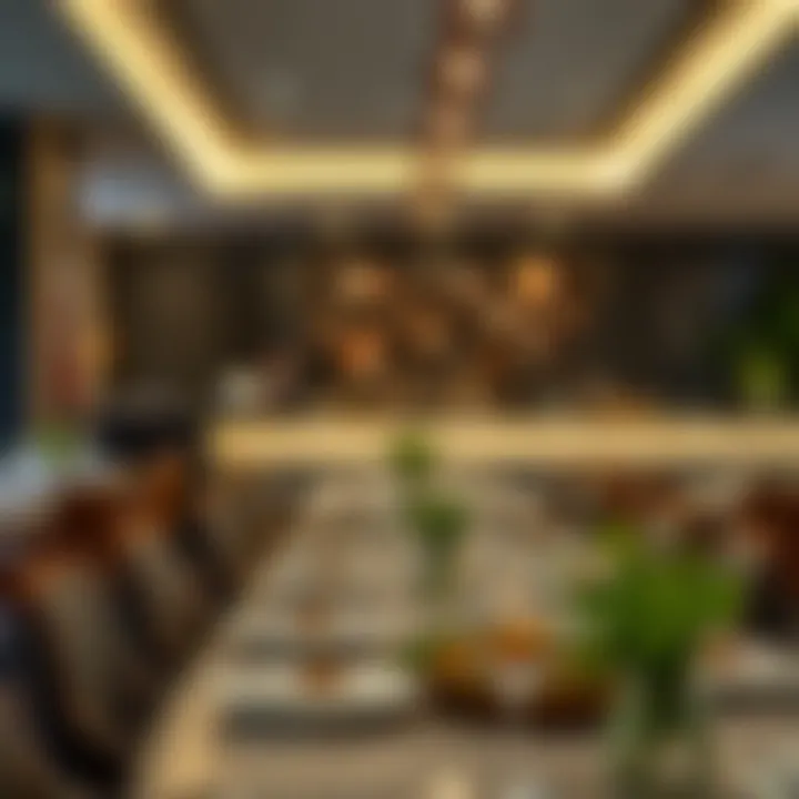 Elegant dining setup in a contemporary Indian restaurant