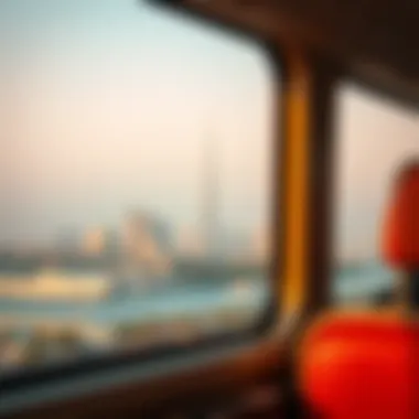 Scenic view of Dubai skyline from a bus window