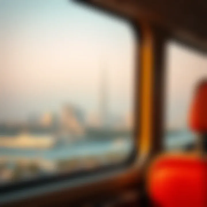 Scenic view of Dubai skyline from a bus window
