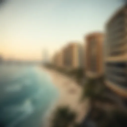 A stunning view of Dubai's coastline showcasing modern architecture and pristine beaches.