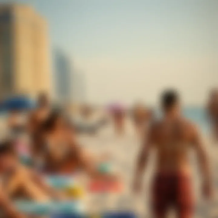 Vibrant beachgoers enjoying leisure activities on one of Dubai's lively city beaches.
