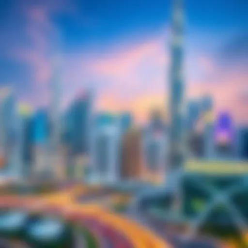 A vibrant skyline of Dubai showcasing modern architecture