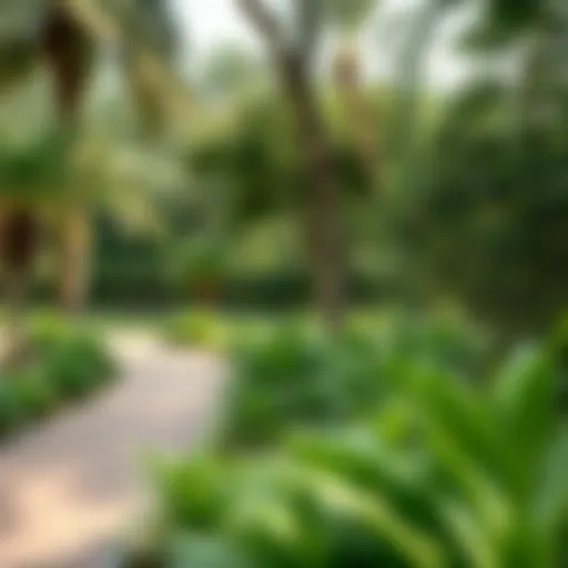 A scenic dog-friendly park in Dubai with lush greenery