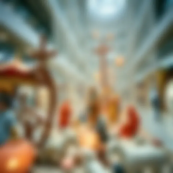 An artistic display within the mall, blending culture with modern shopping