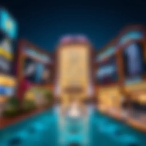The stunning exterior view of Dubai Mall at night, showcasing its architectural brilliance