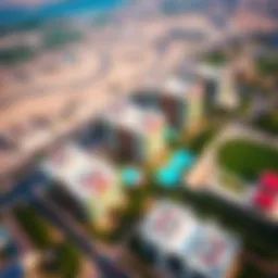 Aerial view of Dubai South showcasing Pulse Residence and surrounding areas