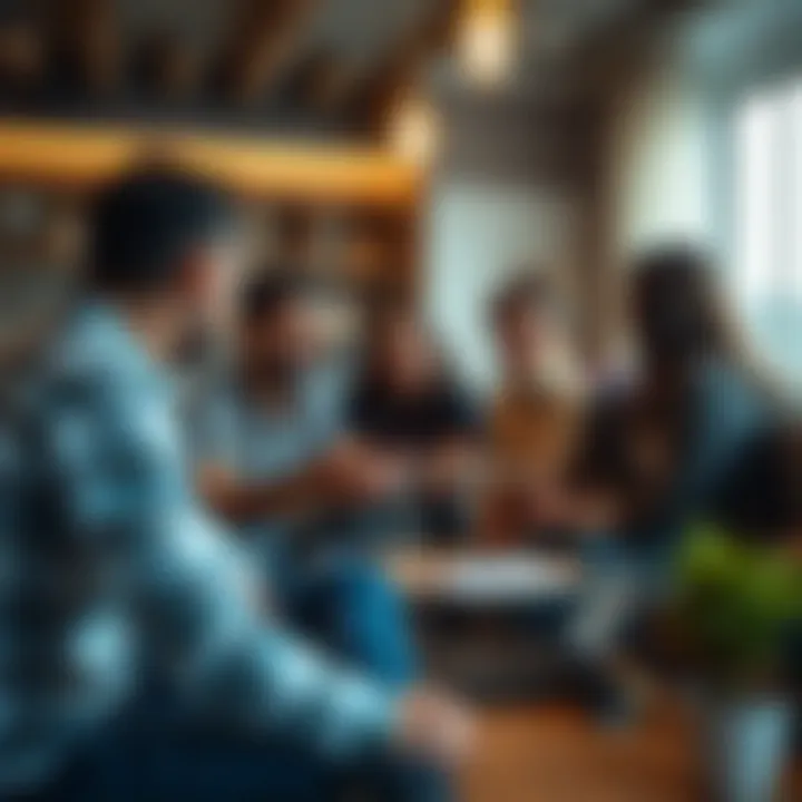 A diverse group of individuals engaging in a discussion about flat sharing