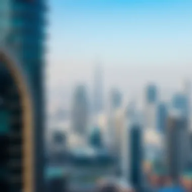 A panoramic view of Dubai's skyline with modern high-rise buildings