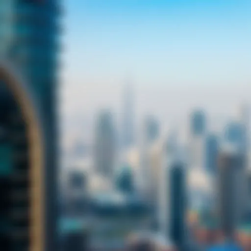 A panoramic view of Dubai's skyline with modern high-rise buildings