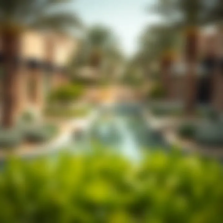 Beautiful landscaped gardens in a Dubai neighborhood