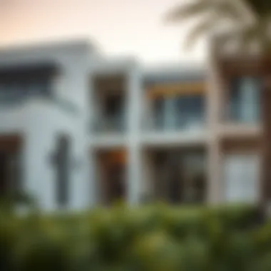 Modern architectural design of a gated property